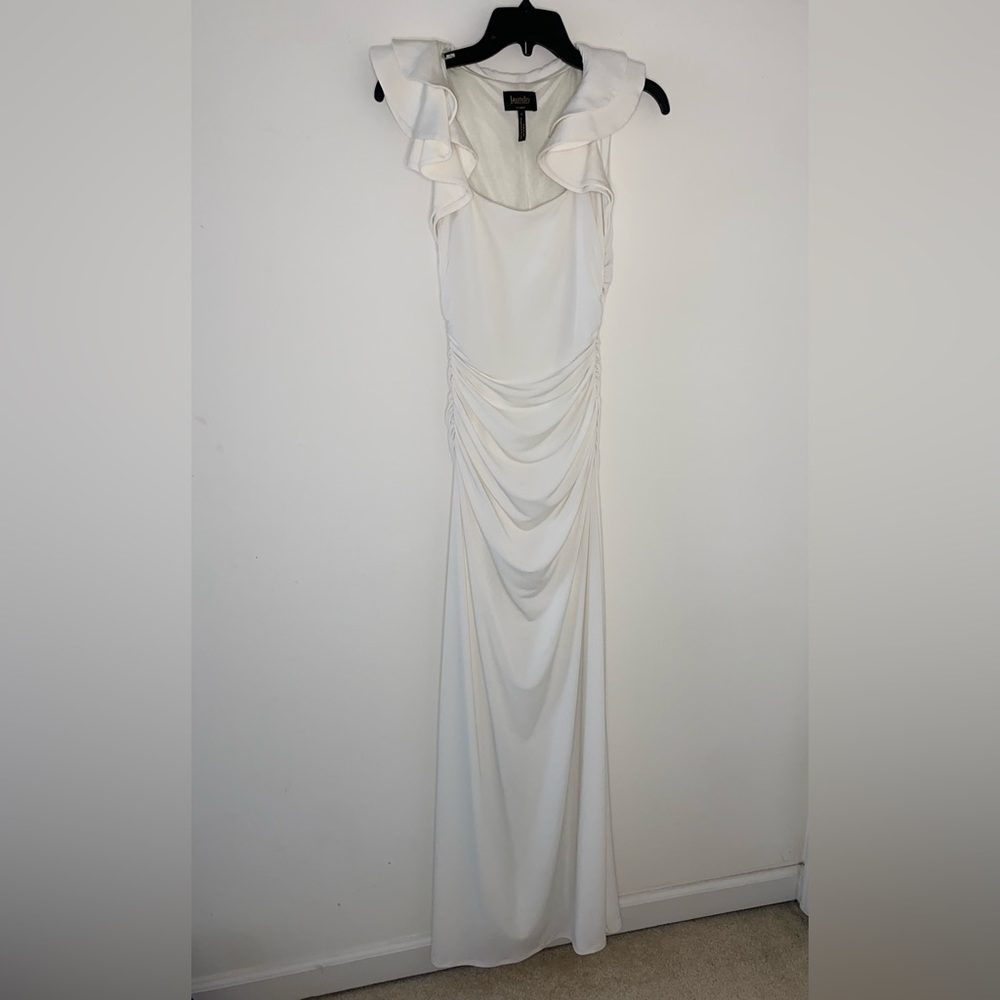 Laundry by shelli sepal ivory off white dress size 4 maxi prom dress mer…